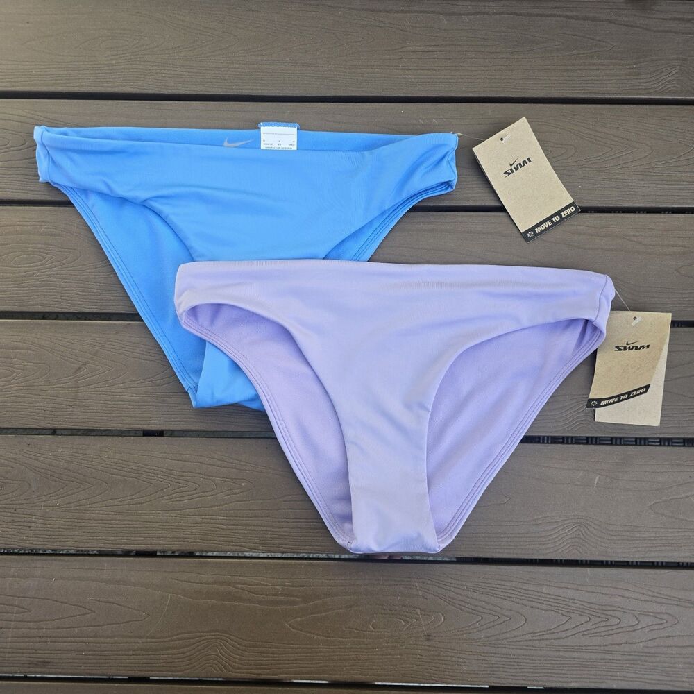 Nike Essential Women's Solid Blue & Purple Bikini Bottom Bundle SZ XL New